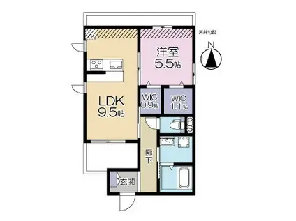 GRAND SOLEIL 和田(1LDK/4階)の間取り写真