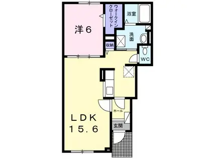 エス・スールVI(1LDK/1階)の間取り写真