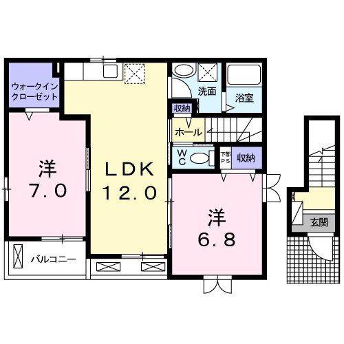 シュミネ トロワ(2LDK/2階)の間取り写真