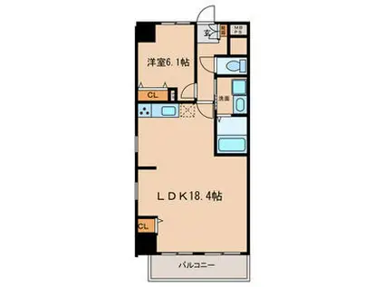 CASA VERDE(1LDK/3階)の間取り写真