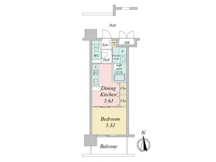 ドゥーエ仙台イーストII(1DK/2階)の間取り写真