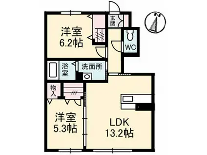  シャーメゾン中久万(2LDK/1階)の間取り写真