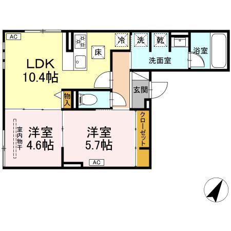 ルサンティエ一社(2LDK/1階)の間取り写真