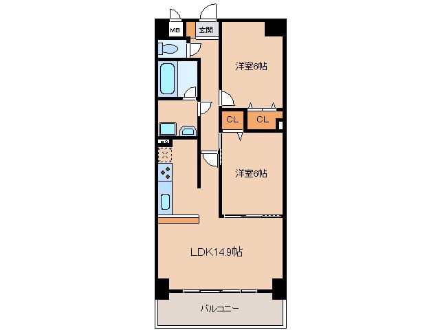 PASSAGGIO(2LDK/8階)の間取り写真