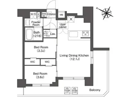 コンフォリア二葉(2LDK/4階)の間取り写真