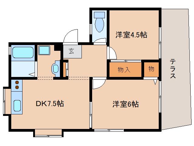 レスポワールII(2DK/1階)の間取り写真
