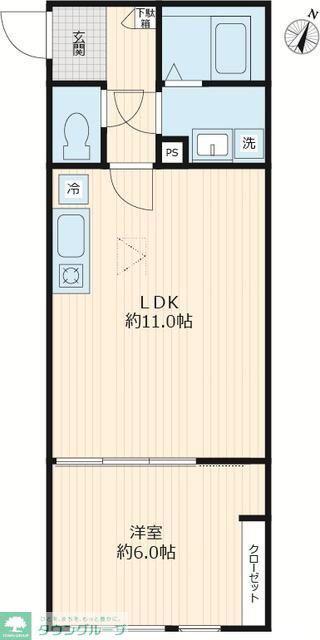 GLOWDIA(1LDK/1階)の間取り写真