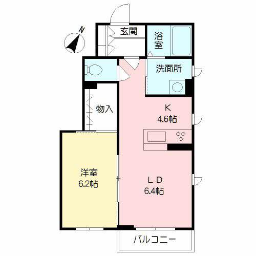 ウエストクロス(1LDK/1階)の間取り写真