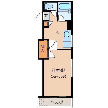 ガーデンハイム清武(1K/3階)の間取り写真