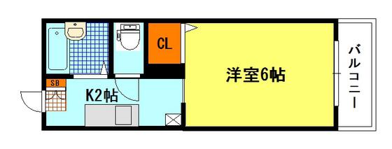 キャッスル21(1K/2階)の間取り写真