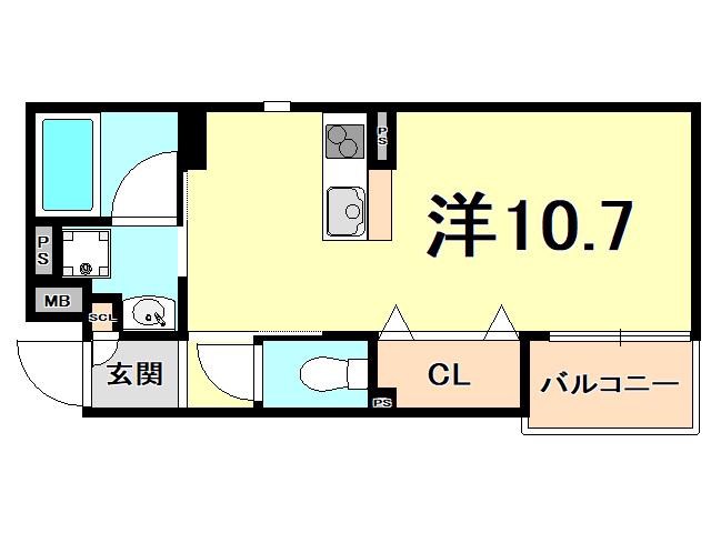 THE ユアサホーム(ワンルーム/3階)の間取り写真