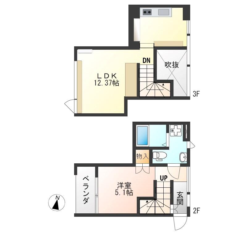 K-FLATS(1LDK/2階)の間取り写真