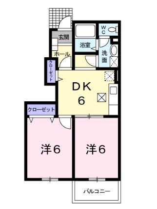 グランノ-バD棟(2DK/1階)の間取り写真