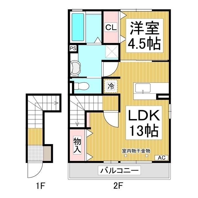 セジュールユウト(1LDK/2階)の間取り写真
