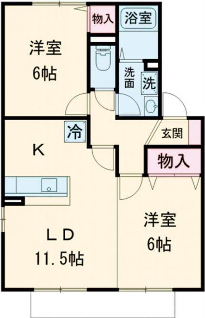 セジュール清和A棟(2LDK/2階)の間取り写真