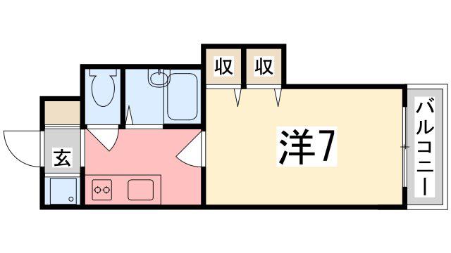 ジュネス野里(1K/2階)の間取り写真