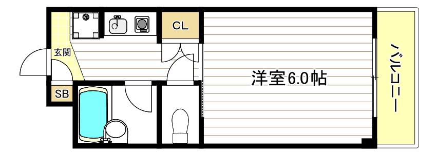 アソシアI(1K/5階)の間取り写真