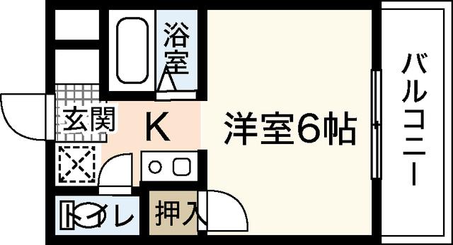ウィンディア海老園(1K/6階)の間取り写真