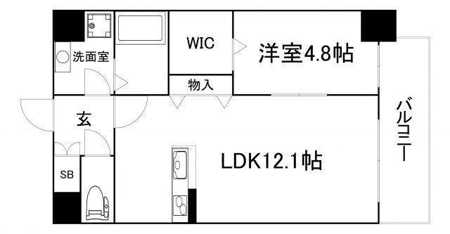 パーフェクトライフ真法院(1LDK/6階)の間取り写真