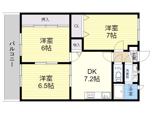 フォレストビュー川崎(3DK/3階)の間取り写真