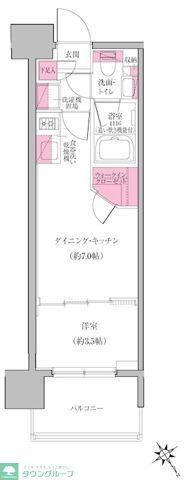レジディア門前仲町プレイス(1DK/5階)の間取り写真