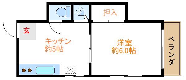 山口アパート(1K/1階)の間取り写真