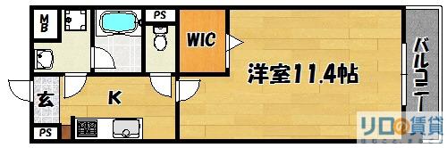 プレスティージュ・アイ(1K/1階)の間取り写真