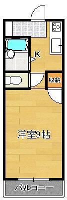 リュバンドール(ワンルーム/2階)の間取り写真