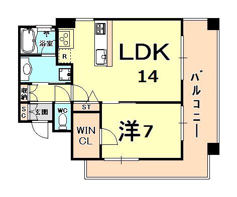 キャッスルプラザ西宮(1LDK/8階)の間取り写真