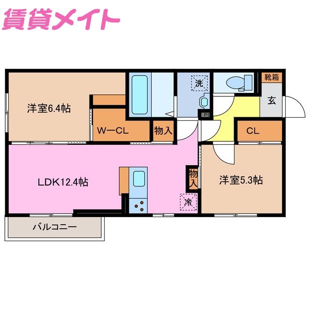 ウィステリアアイ(2LDK/2階)の間取り写真