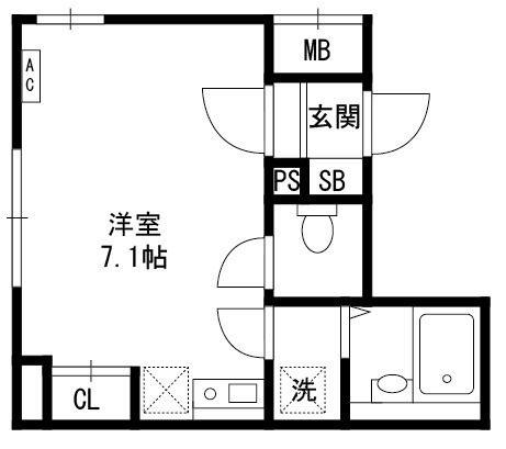 スマートVILLA中延弐番館(ワンルーム/2階)の間取り写真