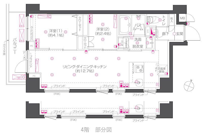 ZOOM練馬高野台(2LDK/4階)の間取り写真