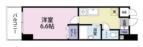 シヨン北九大前(1K/4階)の間取り写真