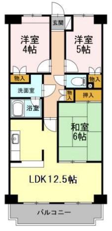 AMOURナメリ(3LDK/3階)の間取り写真
