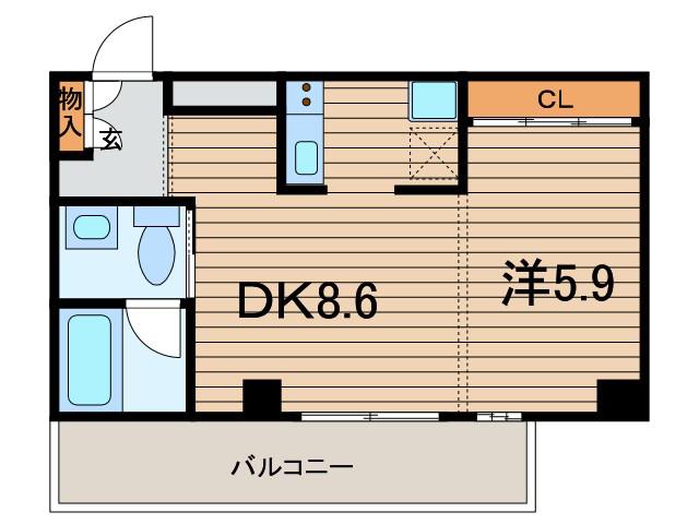 TOWAルネコート(1DK/5階)の間取り写真