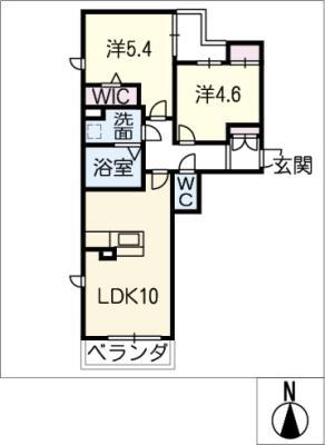 GRAND SELAN(2LDK/2階)の間取り写真