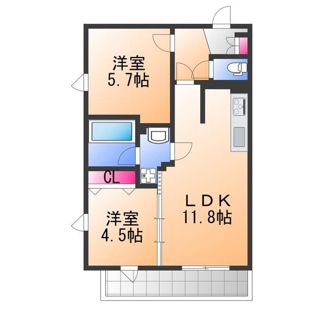 プレステージ14番館(2LDK/4階)の間取り写真
