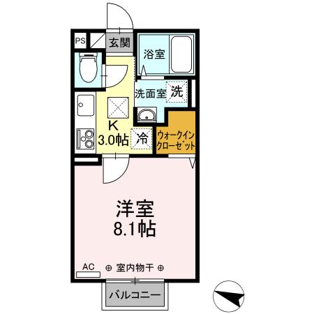 グラーティアII(1K/1階)の間取り写真