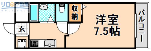 ドミール稲野(1K/3階)の間取り写真