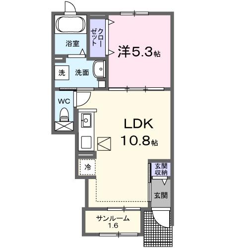 コミュニティ新館 II(1LDK/1階)の間取り写真