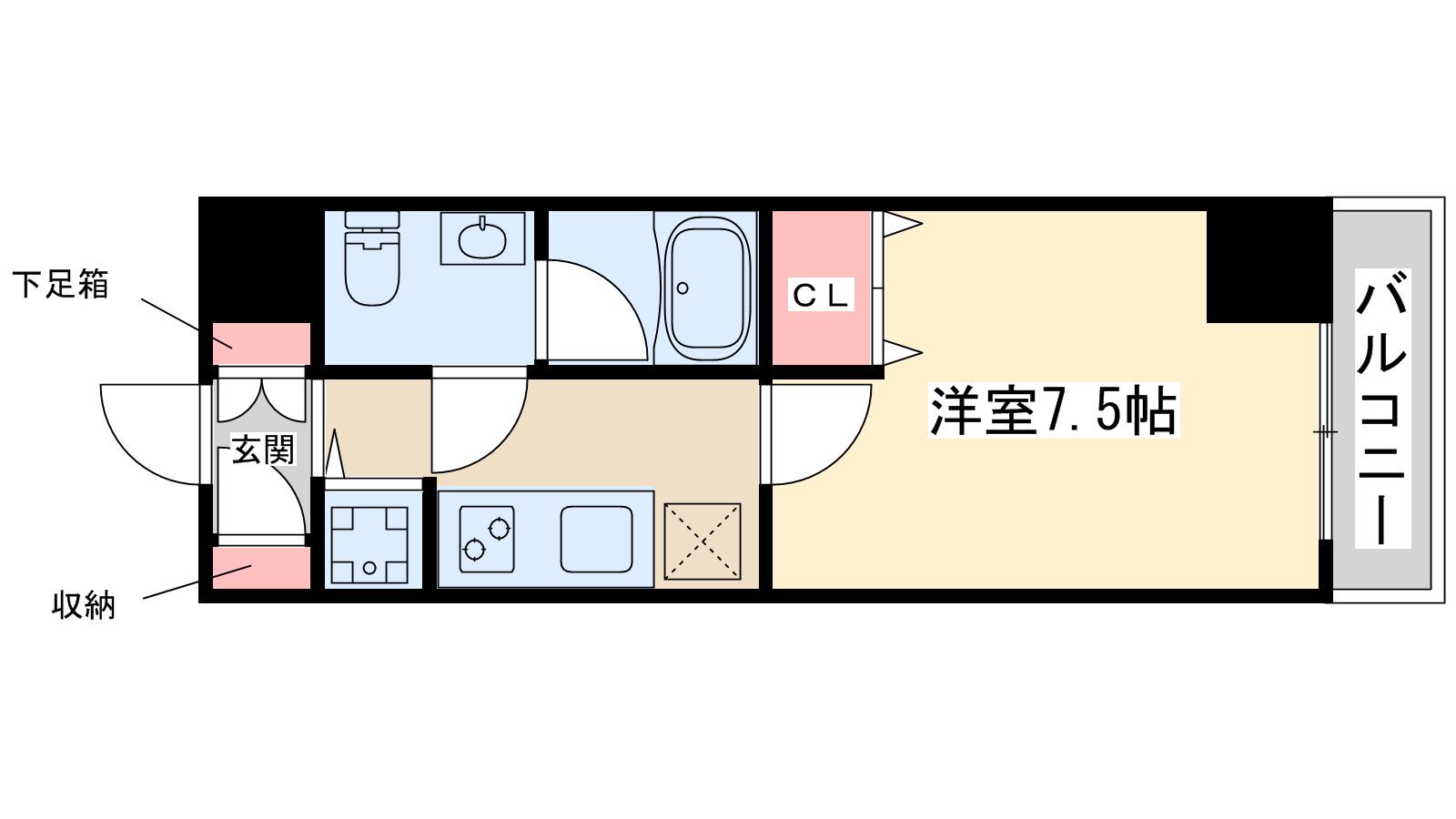 エスフォート江坂垂水町(1K/7階)の間取り写真