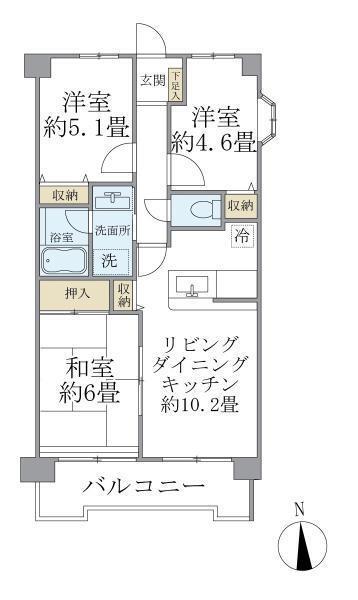 エマーレ保谷(3LDK/4階)の間取り写真
