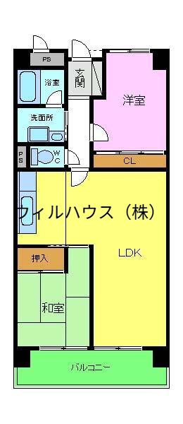 パークテラス北花田(2LDK/4階)の間取り写真