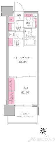 レジディア門前仲町プレイス(1DK/10階)の間取り写真