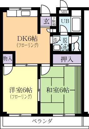 ケイハウス(2DK/1階)の間取り写真