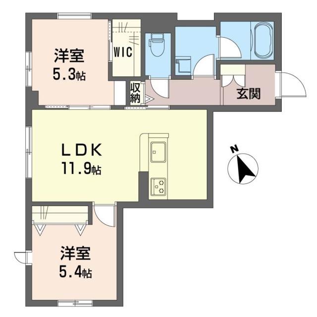 エルミタージュ(2LDK/2階)の間取り写真