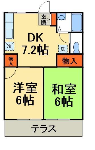 ハイホームスズキB(2DK/1階)の間取り写真