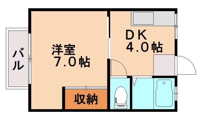 ハイツ原(1K/2階)の間取り写真