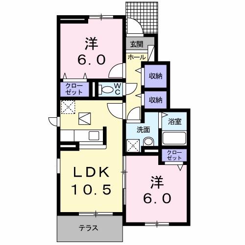 イリーデ(2LDK/1階)の間取り写真