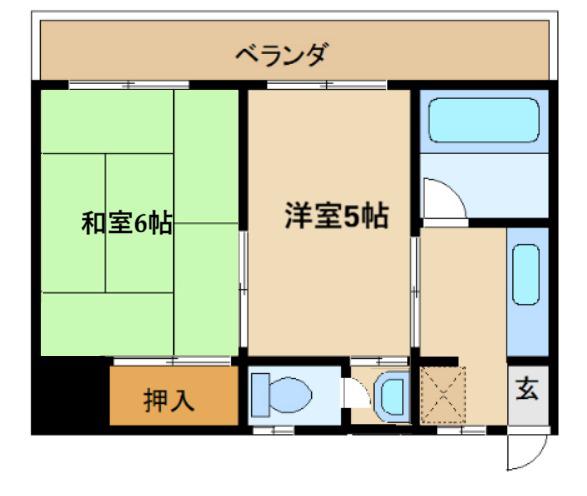 小倉コーポ(2K/1階)の間取り写真